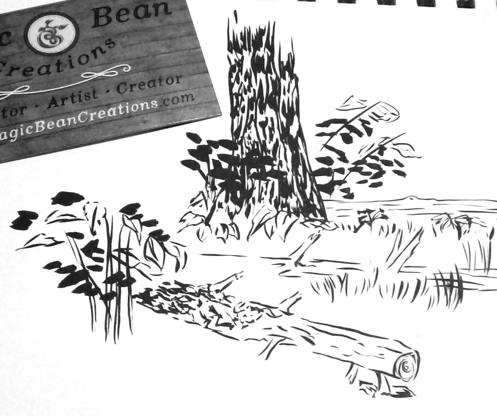 Brush pen plein air nature sketch