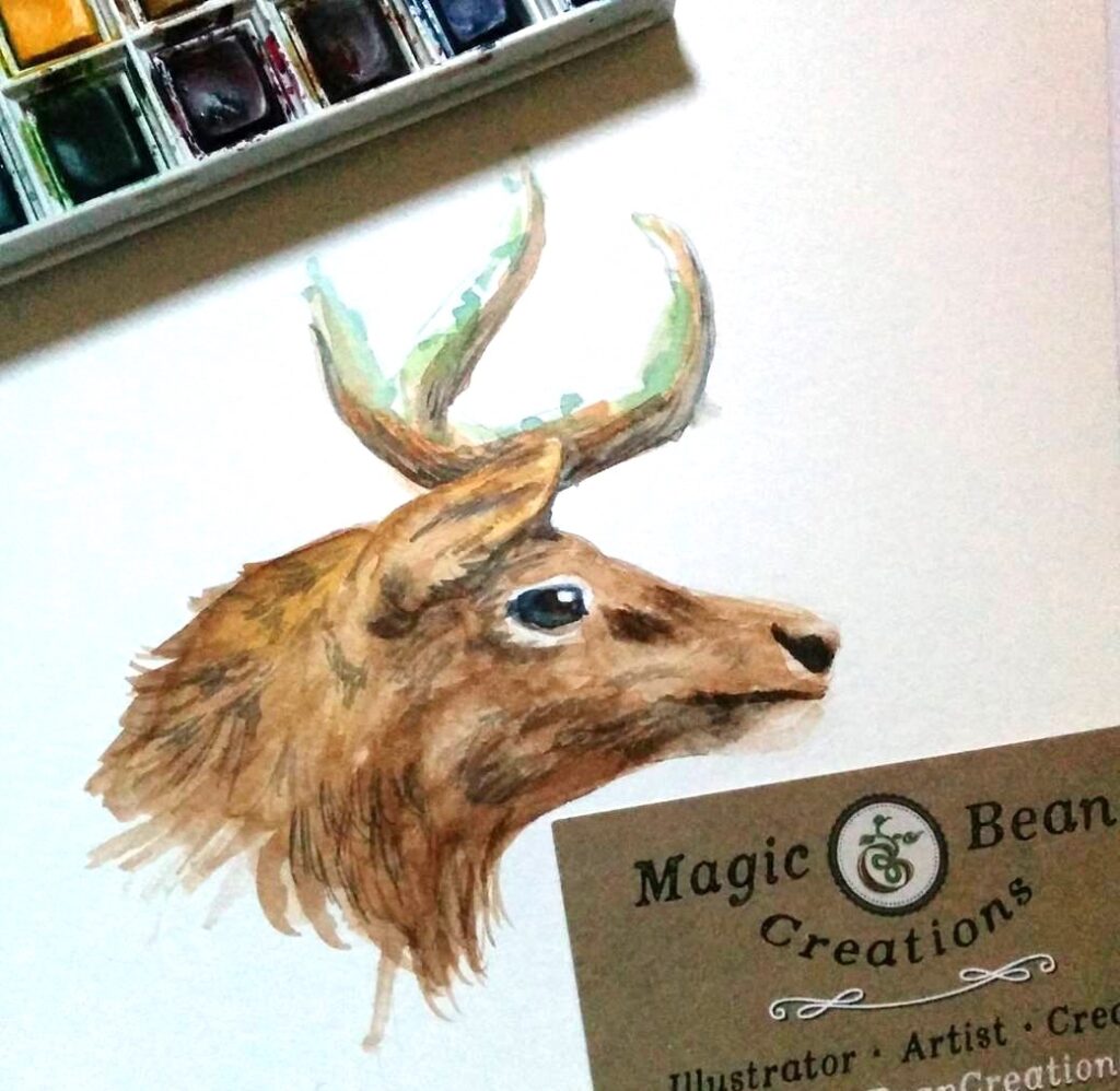 Stag watercolour study